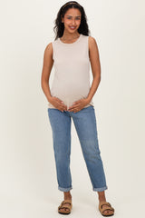 Oat Braided Neckline Maternity Tank