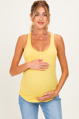 Yellow Fuchsia Button Front Maternity Tank Top