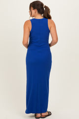 Royal Sleeveless Ribbed Maternity Maxi Dress