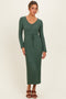 Olive Ribbed Knit Maxi Dress