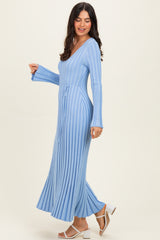 Periwinkle Ribbed Knit Maxi Dress