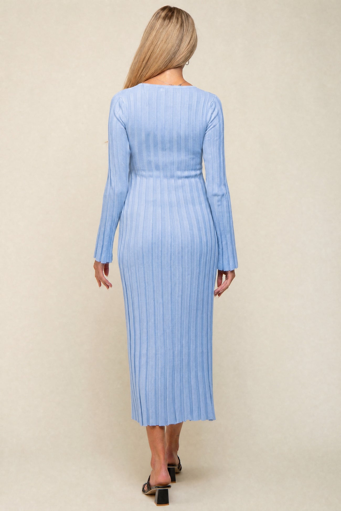 Periwinkle Ribbed Maternity Knit Maxi Dress