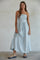 Light Blue Striped Strapless Maxi Dress