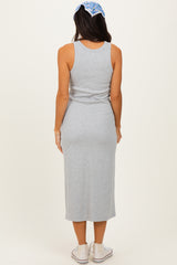 Heather Grey Ribbed Tank Midi Dress