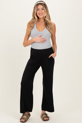 Black Ankle Wide Leg Maternity Pants