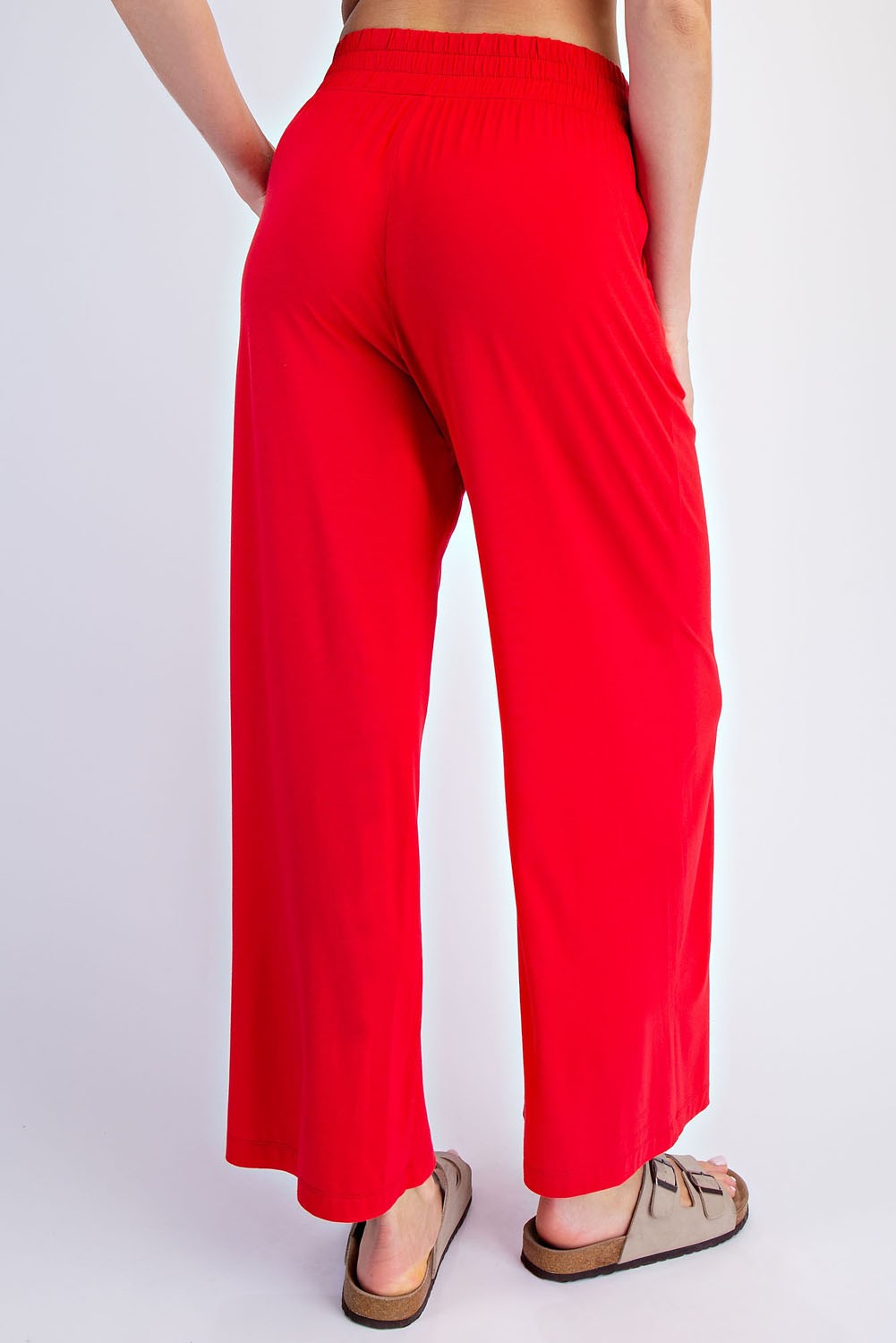 Red Ankle Wide Leg Pants