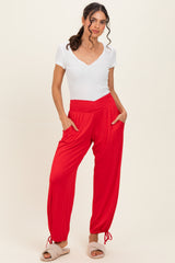 Red Crossover Waist Pants