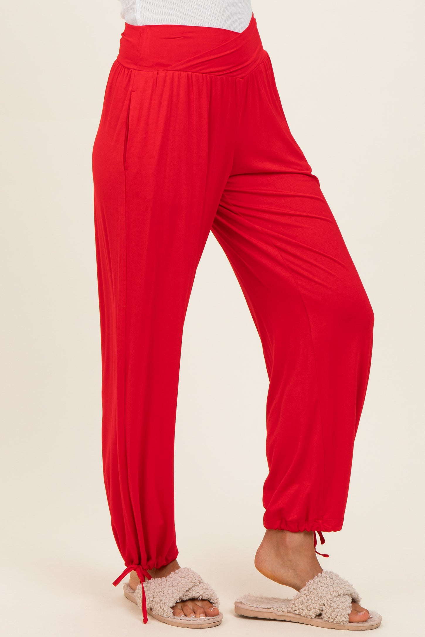 Red Crossover Waist Pants