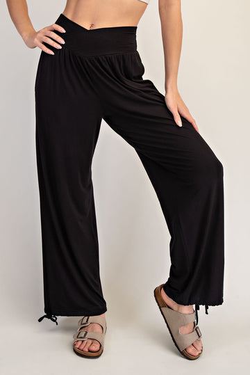Black Crossover Waist Pants