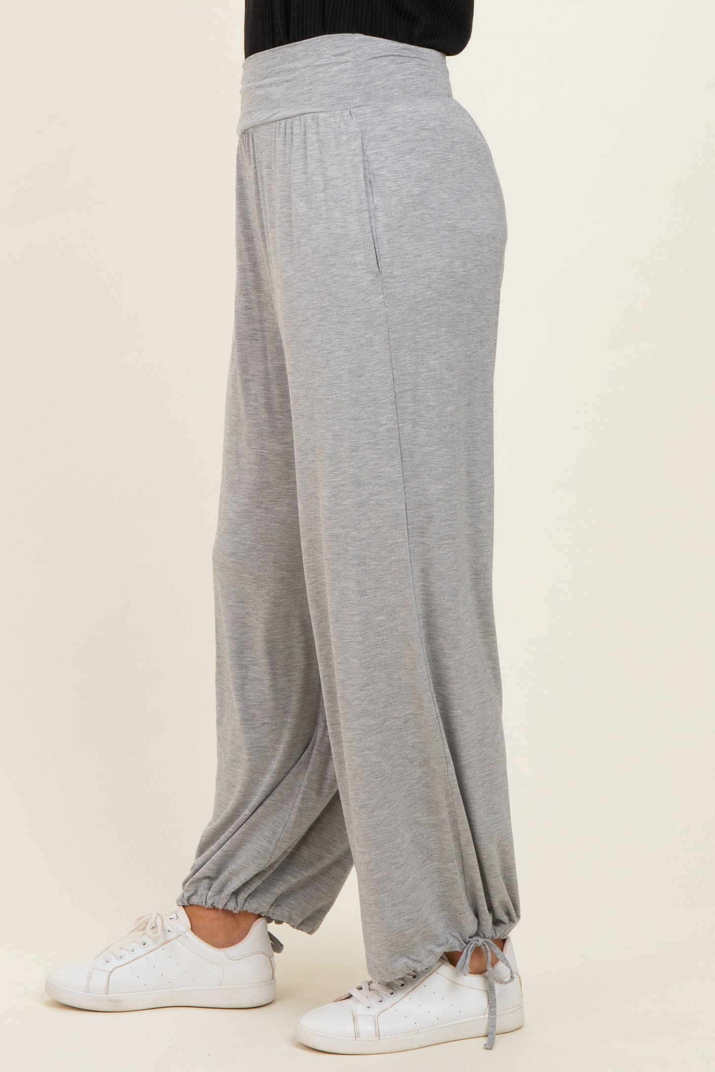 Heather Grey Crossover Waist Pants