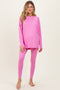 Pink Brushed Knit Oversized Top and Legging Maternity Set