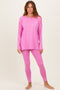 Pink Brushed Knit Oversized Top and Legging Set