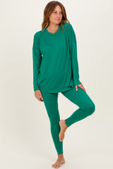 Emerald Brushed Knit Oversized Top and Legging Set
