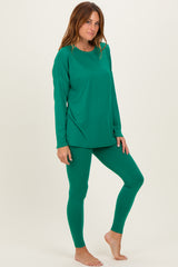 Emerald Brushed Knit Oversized Top and Legging Set