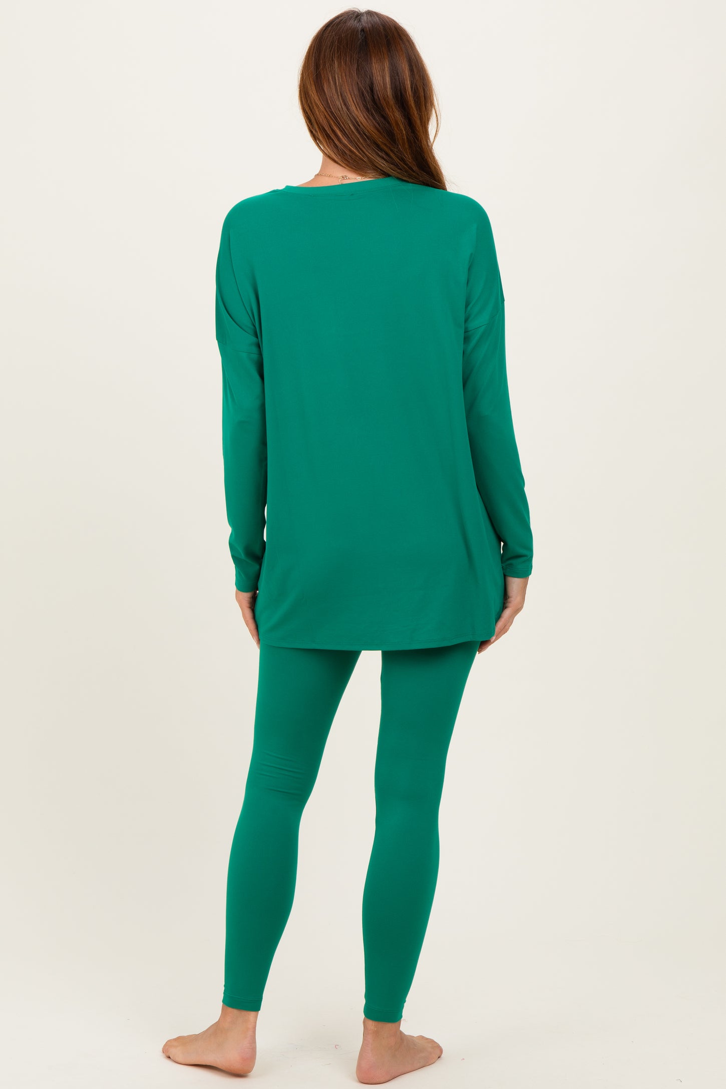 Emerald Brushed Knit Oversized Top and Legging Set
