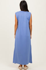 Light Blue Sleeveless Side Slit Midi Dress