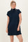 Navy Mock Neck Mini Dress