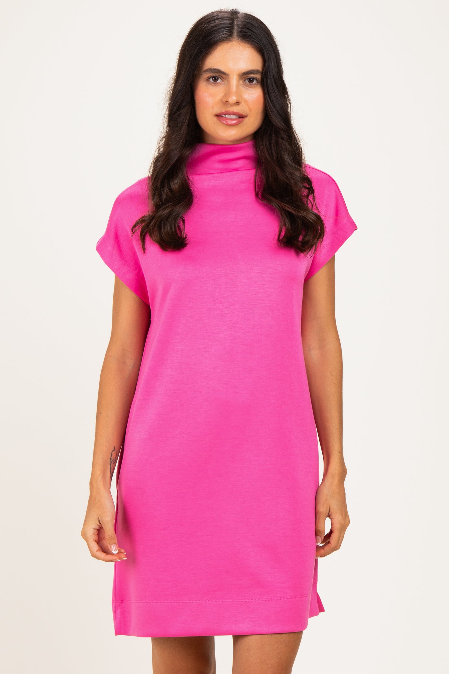 Pink Mock Neck Mini Dress