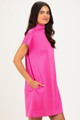 Pink Mock Neck Mini Dress