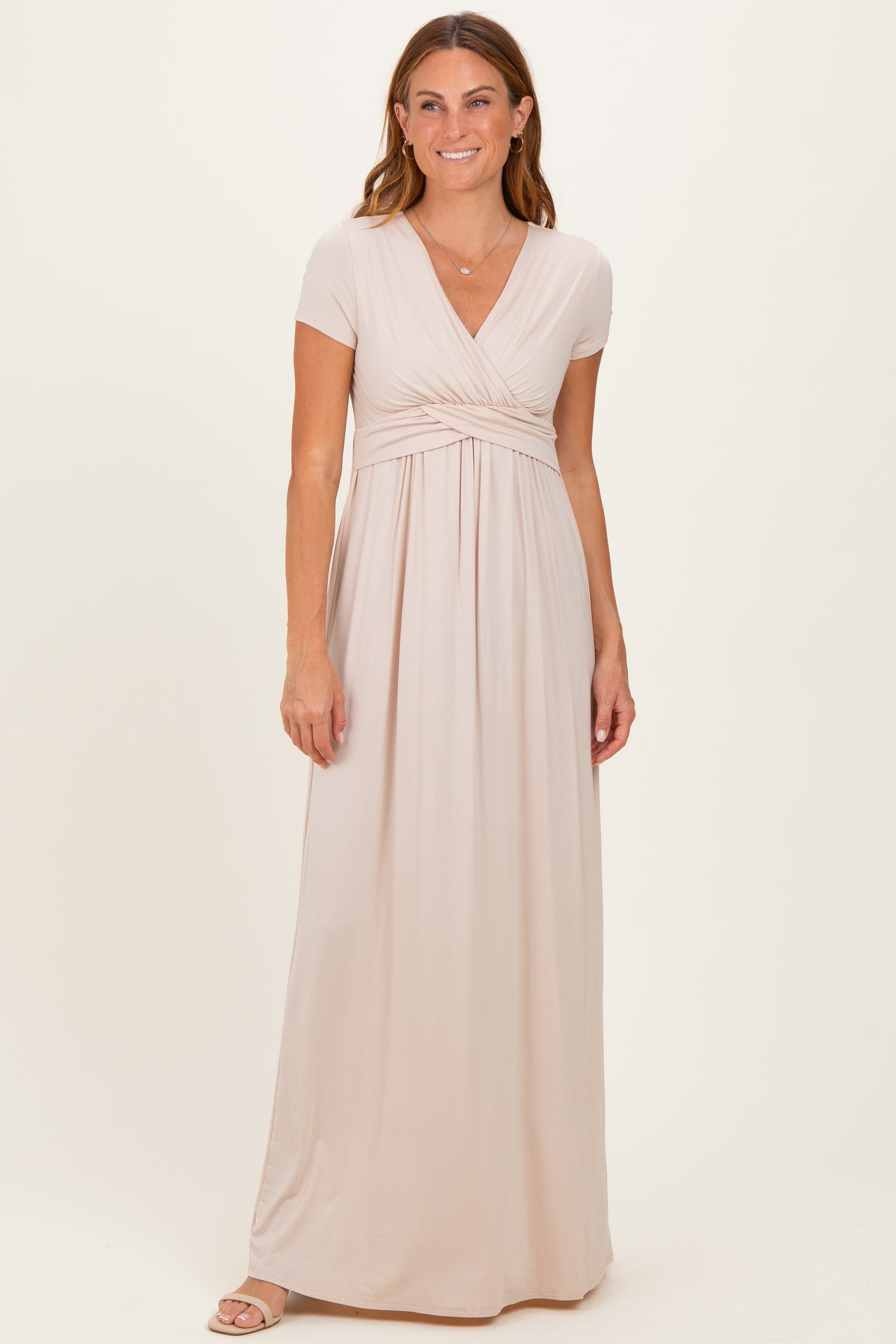 PinkBlush Coco Draped Maternity/Nursing Maxi Dress