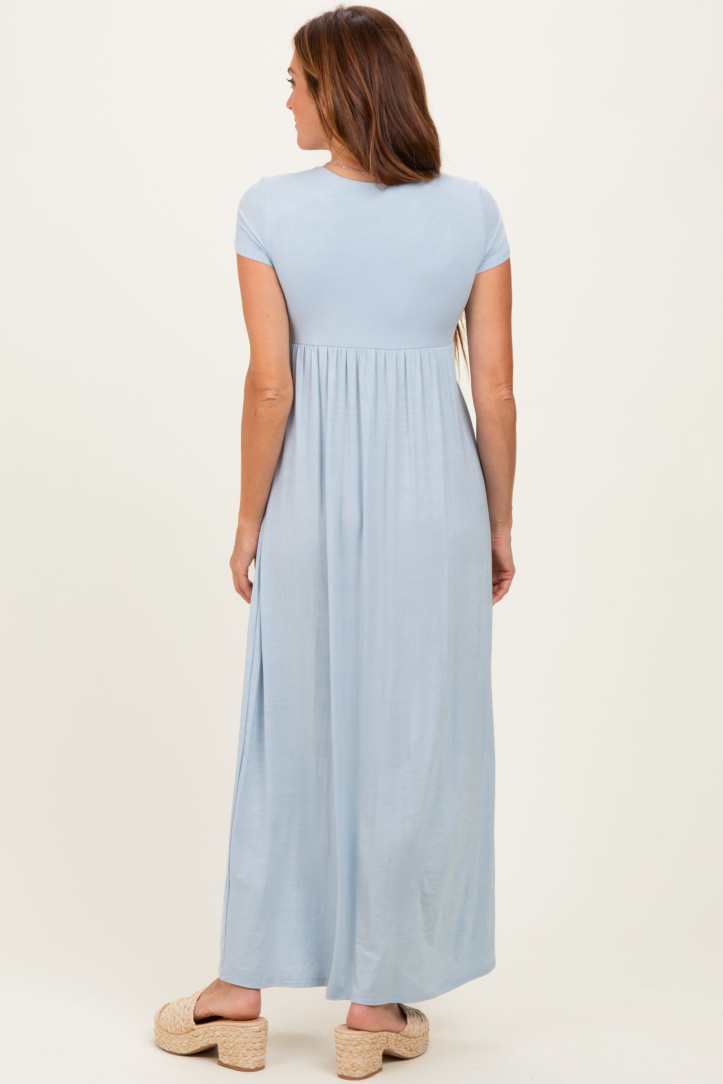 PinkBlush Light Blue Draped Nursing Maxi Dress