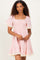 Light Pink Striped Smocked Lace Trim Dress