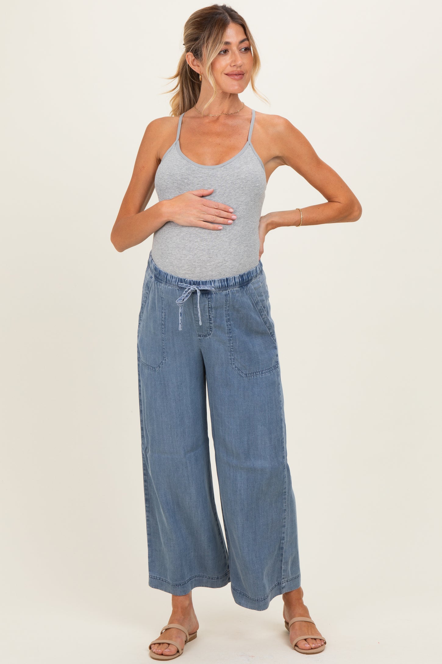 Heather Grey Basic Adjustable Strap Maternity Cami