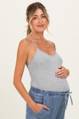 Heather Grey Basic Adjustable Strap Maternity Cami