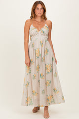 Cream Criss-Cross Back Mesh Maternity Dress