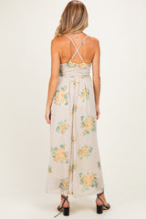 Cream Criss-Cross Back Mesh Maternity Dress