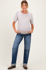 Dark Wash Maternity Dad Jean With Cuffed Hem