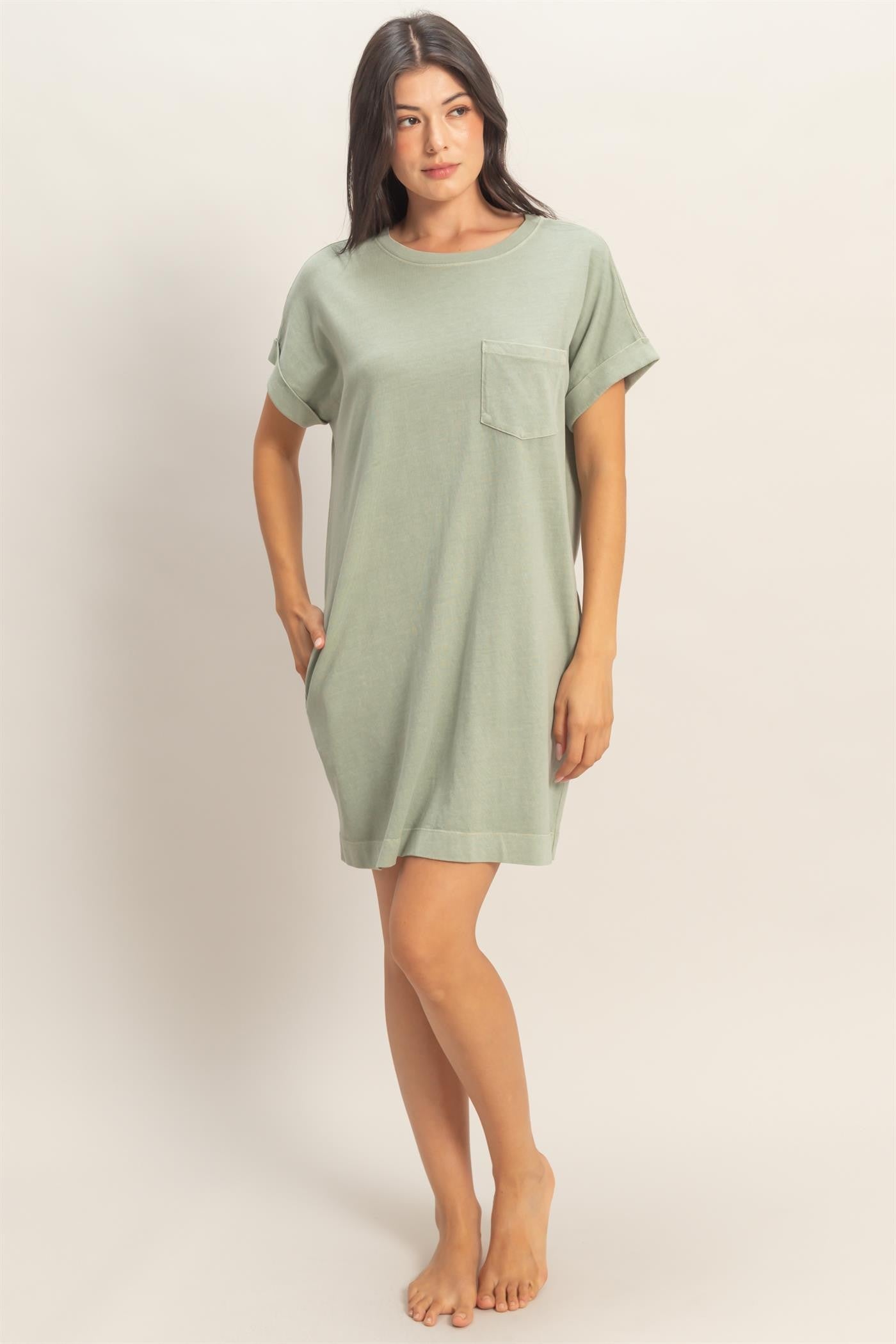 Sage Green T-Shirt Mini Dress