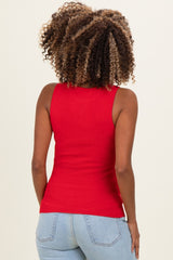 Red Ribbed Knit Maternity Tank Top