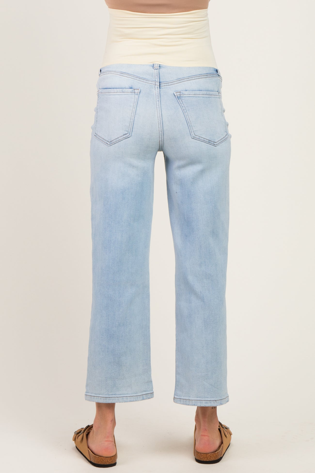 Light Wash Maternity Crop Dad Jeans