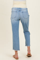 Light Boyfriend Crop Single Cuffed Maternity Jeans