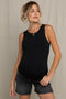 Washed Black Midi Maternity Short With Side Slit