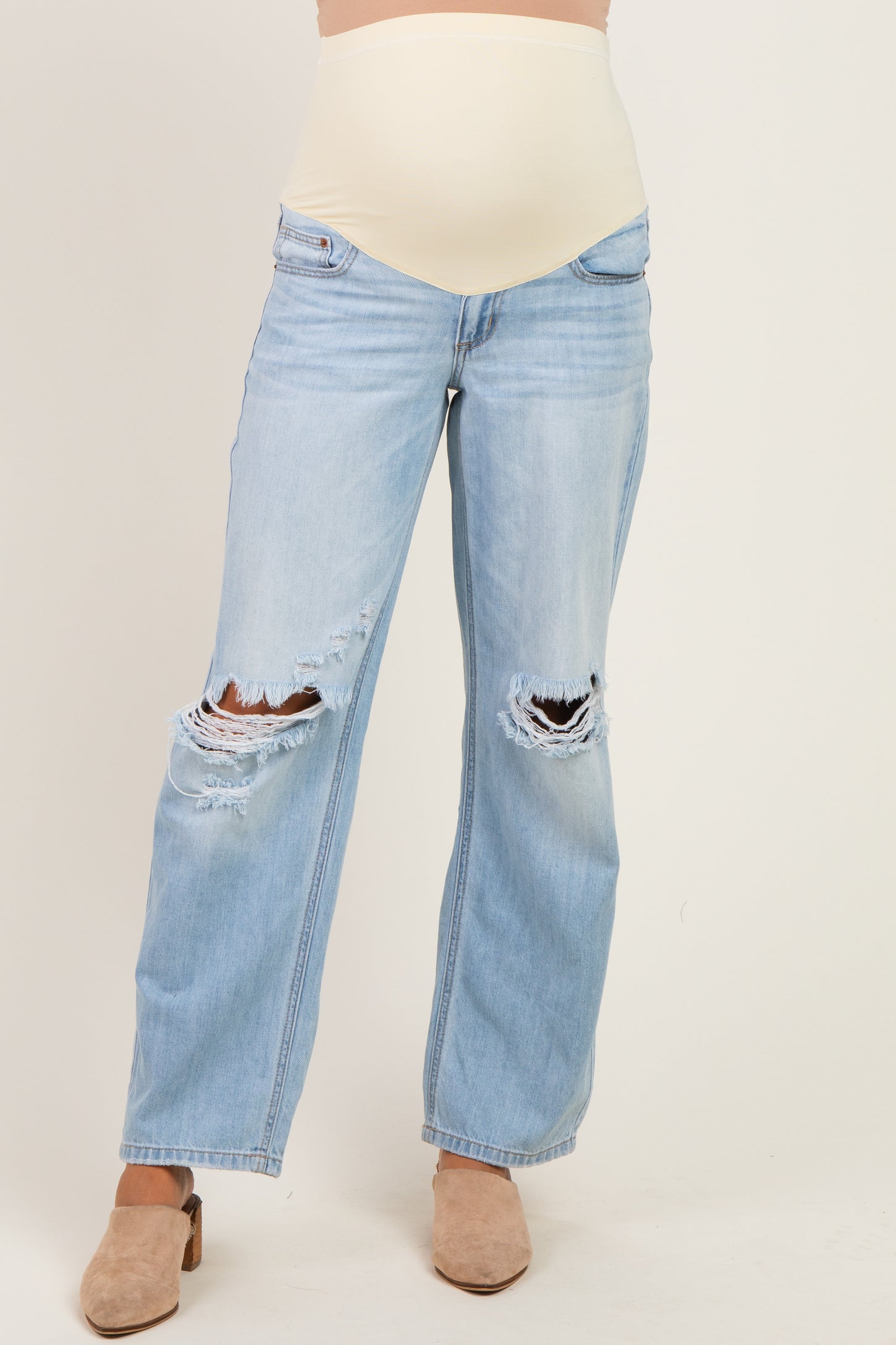 Light Wash Maternity Baggy Jean