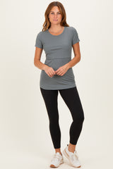 Olive Short Sleeve Nursing Maternity T-Shirt Top