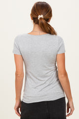 Heather Grey Short Sleeve Scoop Neck Knit T-Shirt