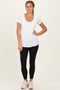 White Short Sleeve Scoop Neck Knit T-Shirt