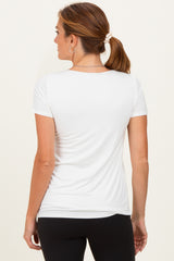 White Short Sleeve Scoop Neck Knit T-Shirt