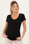 Black Short Sleeve Scoop Neck Maternity Knit T-Shirt