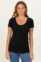 Black Short Sleeve Scoop Neck Knit T-Shirt