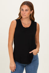 Black Double Layer Maternity Nursing Tank Top
