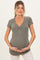 Olive Ribbed Sweetheart-Neckline Maternity Top