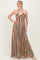 Multicolor Printed V-Neck Halter Maxi Dress