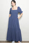 Midnight Open Back Ribbon Tie Maxi Dress