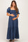 Midnight Open Back Ribbon Tie Maternity Maxi Dress