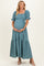 Blue Open Back Ribbon Tie Maternity Maxi Dress