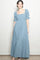Blue Open Back Ribbon Tie Maxi Dress
